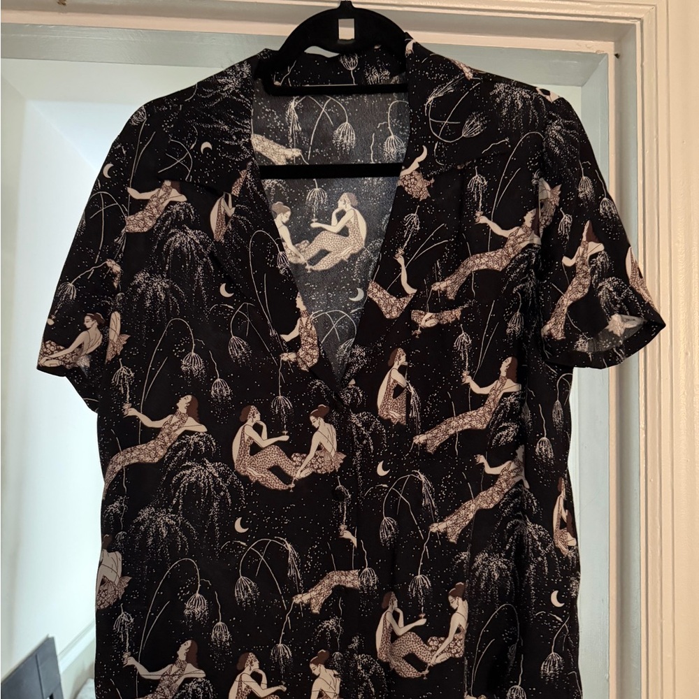 Reformation Black Celestial Print Button-Down Shirt - Picture 10 of 13